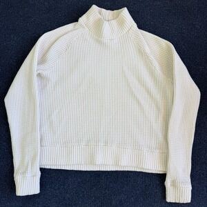 The North Face Sweater Womens Small White Mock Neck Waffle-Knit Thermal Pullover